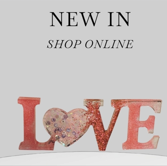 Handmade Resin Pink Glitter LOVE Sign glitter pink Fluid Art Valentine's Day - Picture 15 of 16